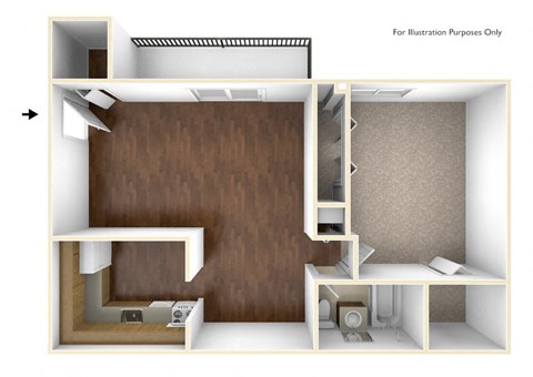 Floor plan for 1 bed, 1 bath, 759 sqft